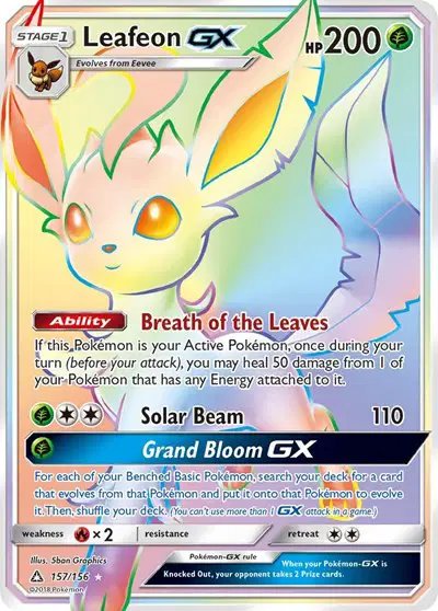 Leafeon GX (Secret Rare) — Ultra Prism 157/156
