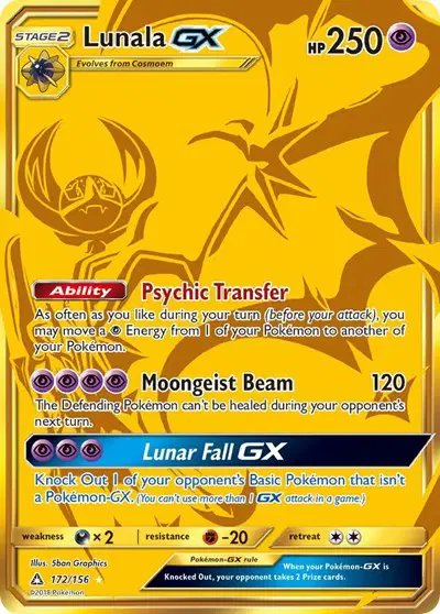 Lunala GX (Secret Rare) — Ultra Prism 172/156