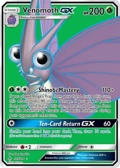 Venomoth GX (Full Art) — Unbroken Bonds 193
