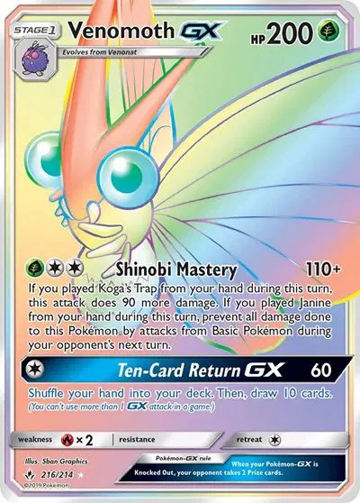 Venomoth GX (Secret) — Unbroken Bonds 216