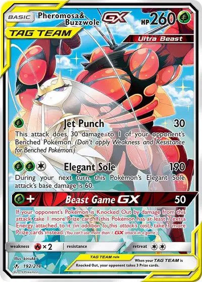 Pheromosa & Buzzwole GX (192) (Alternate Full Art) — Unbroken Bonds 192