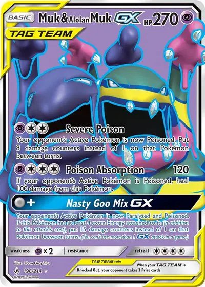 Muk & Alolan Muk GX (196) (Full Art) — Unbroken Bonds 196