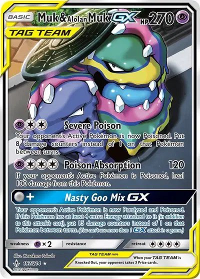 Muk & Alolan Muk GX (197) (Full Art) — Unbroken Bonds 197