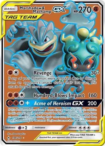 Marshadow & Machamp GX (198) (Full Art) — Unbroken Bonds 198