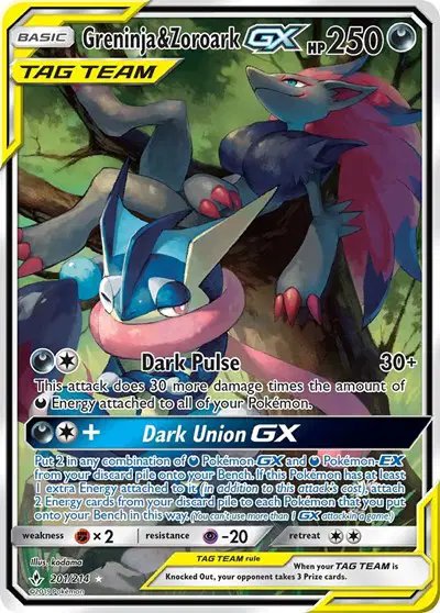 Greninja & Zoroark GX (201) (Full Art) — Unbroken Bonds 201