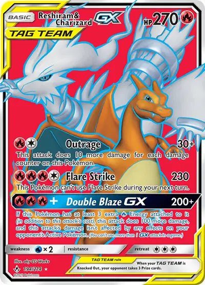 Reshiram & Charizard GX (Full Art) — Unbroken Bonds 194