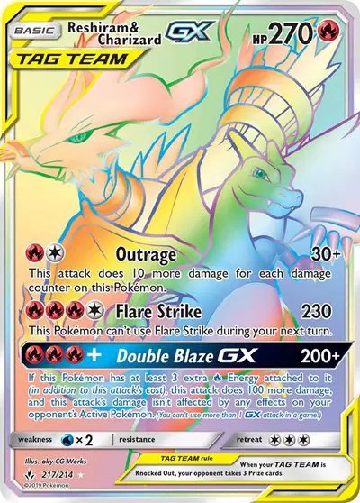 Reshiram & Charizard GX (Secret) — Unbroken Bonds 217