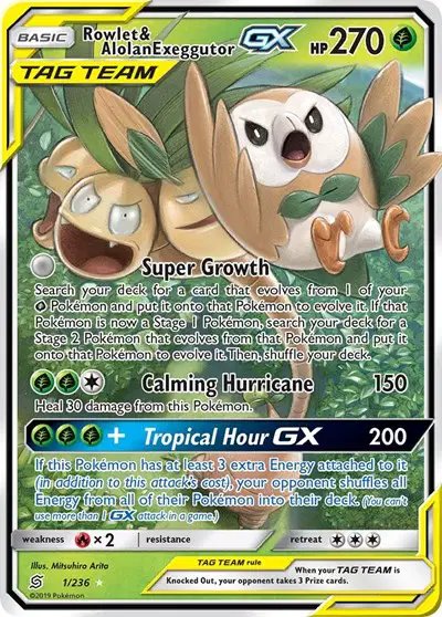 Rowlet & Alolan Exeggutor GX — Unified Minds 1/236