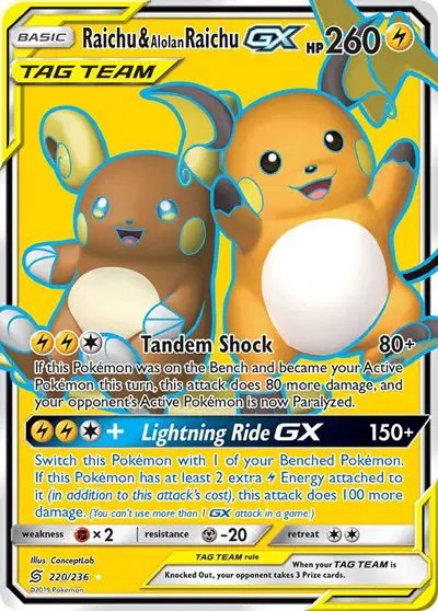 Raichu & Alolan Raichu GX (Full Art) — Unified Minds 220/236