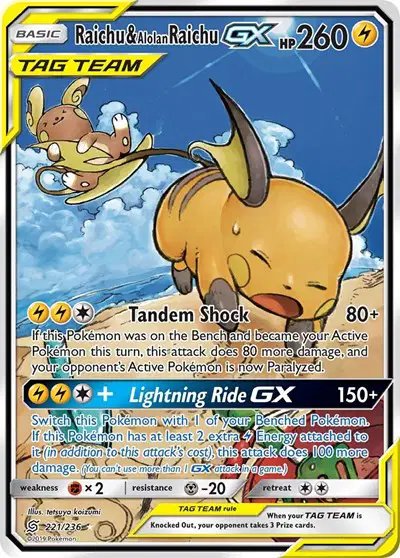 Raichu & Alolan Raichu GX (Alternate Full Art) — Unified Minds 221/236