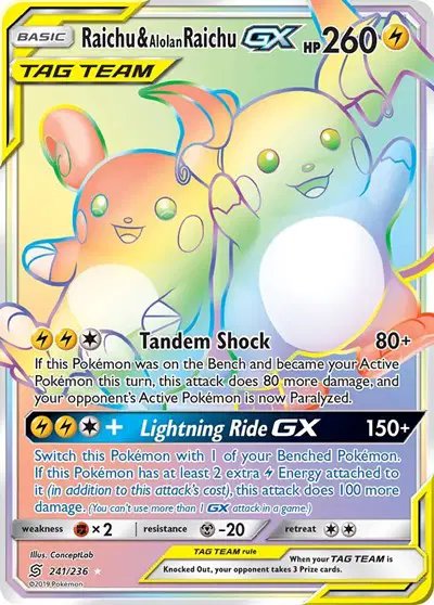 Raichu & Alolan Raichu GX (Secret) — Unified Minds 241/236