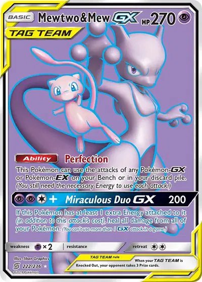 Mewtwo & Mew GX (Full Art) — Unified Minds 222/236