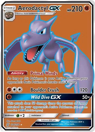 Aerodactyl GX (Full Art) — Unified Minds 224/236