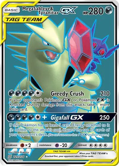 Mega Sableye & Tyranitar GX (Full Art) — Unified Minds 225/236