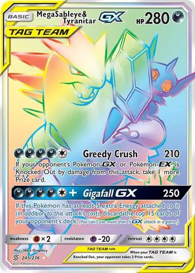 Mega Sableye & Tyranitar GX (Secret) — Unified Minds 245/236