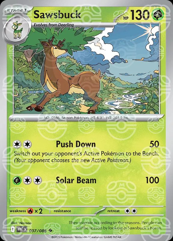 Sawsbuck (Master Ball Pattern) — White Flare 007/086
