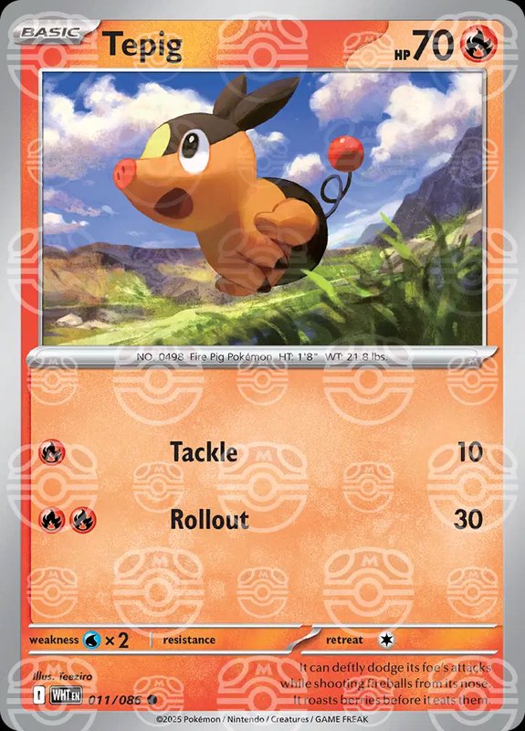 Tepig (Master Ball Pattern) — White Flare 011/086