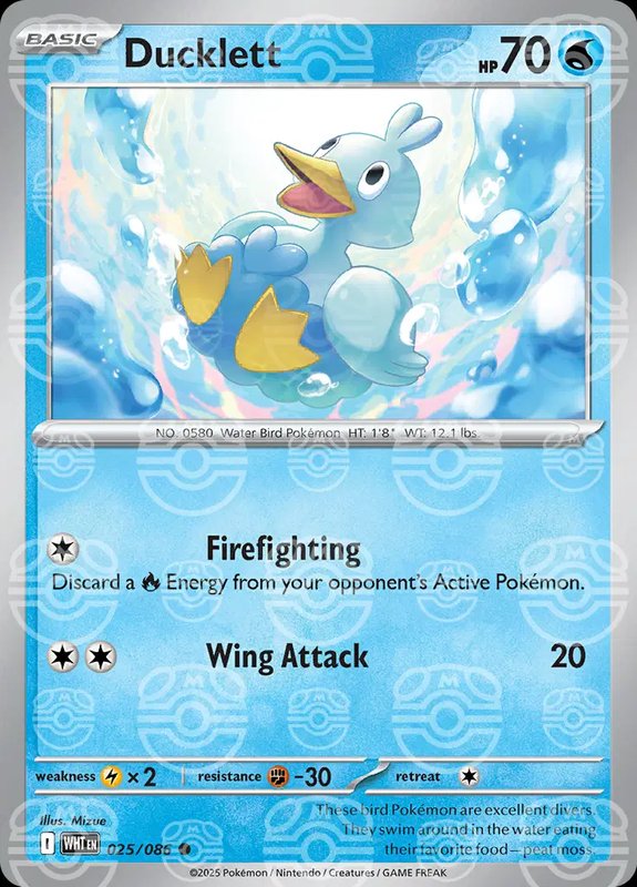 Ducklett (Master Ball Pattern) — White Flare 025/086