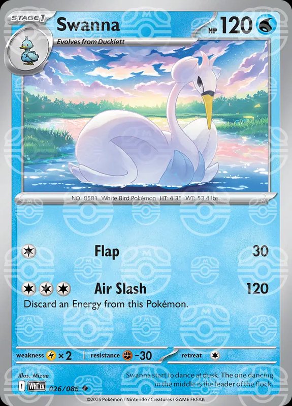 Swanna (Master Ball Pattern) — White Flare 026/086