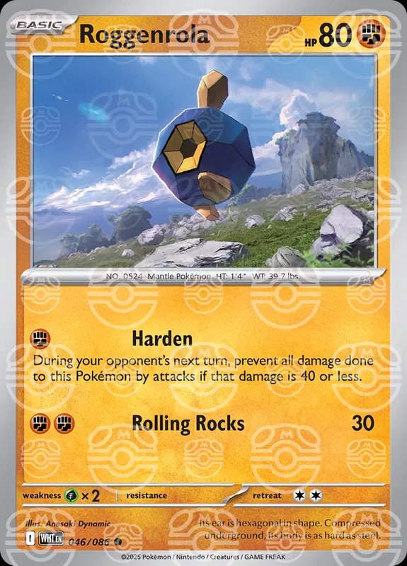 Roggenrola (Master Ball Pattern) — White Flare 046/086