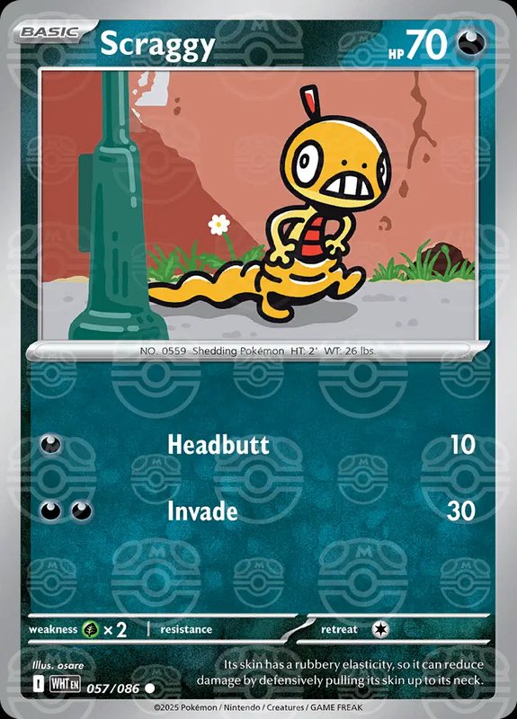 Scraggy (Master Ball Pattern) — White Flare 057/086