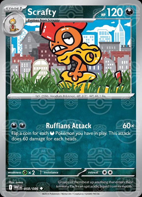 Scrafty (Master Ball Pattern) — White Flare 058/086