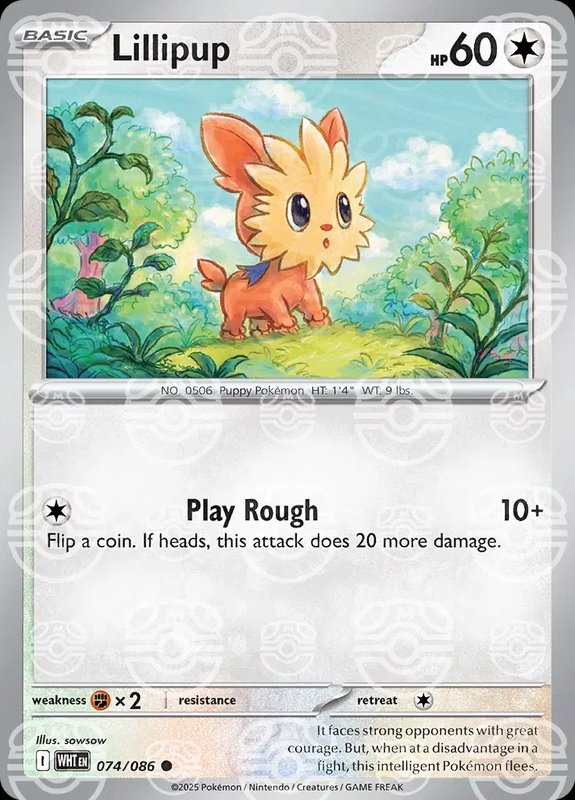 Lillipup (Master Ball Pattern) — White Flare 074/086