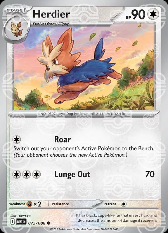Herdier (Master Ball Pattern) — White Flare 075/086