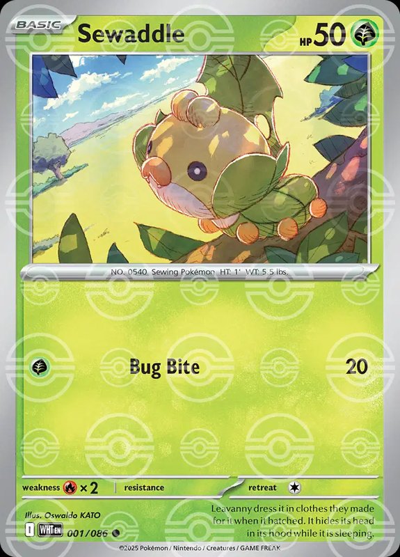 Sewaddle (Poke Ball Pattern) — White Flare 001/086