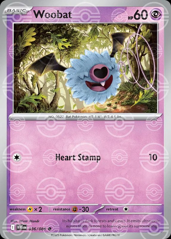 Woobat (Poke Ball Pattern) — White Flare 036/086