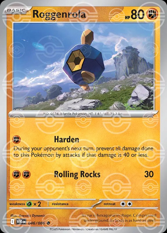 Roggenrola (Poke Ball Pattern) — White Flare 046/086