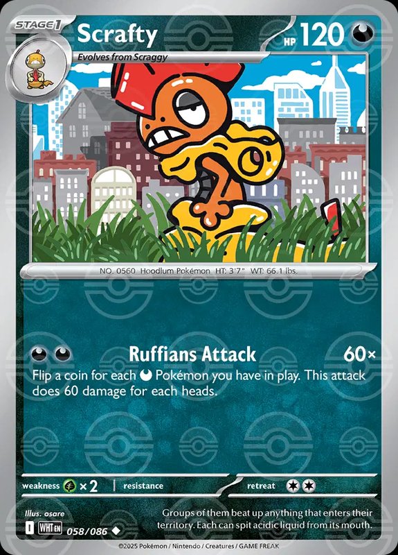 Scrafty (Poke Ball Pattern) — White Flare 058/086