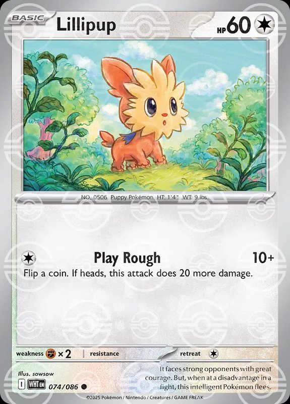 Lillipup (Poke Ball Pattern) — White Flare 074/086